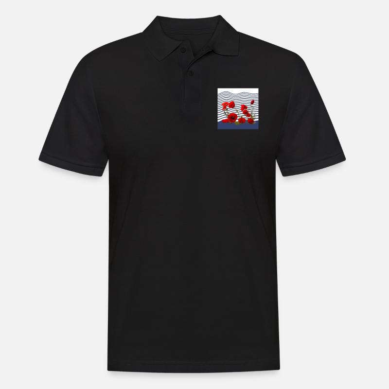 Mohn und See-Küste - Männer Poloshirt - Schwarz