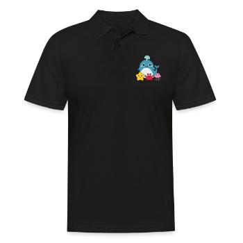 Kleiner Wal mit Freunden - Männer Poloshirt - Schwarz - Vorne - Kai (181cm)