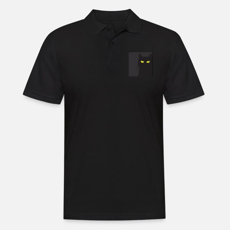 BLACK CAT VOUS REGARDE. Chat qui vous regarde !! - Polo Homme - noir