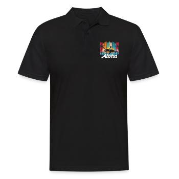 Aloha Sommer Palmen Urlaub Surfen Retro Vintage - Männer Poloshirt - Schwarz - Vorne - Kai (181cm)