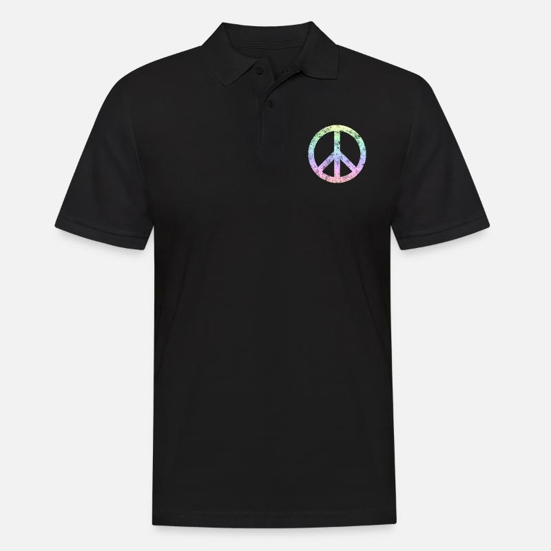 Peacezeichen / Frieden - Männer Poloshirt - Schwarz