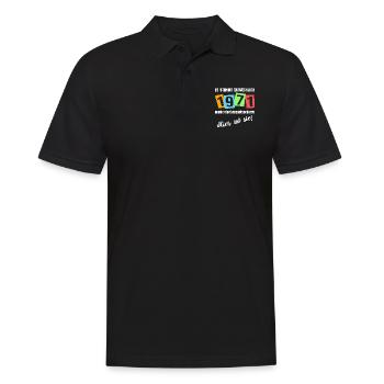 Legende ist 1971 geboren. Geburtstagsspruch - Männer Poloshirt - Schwarz - Vorne - Kai (181cm)