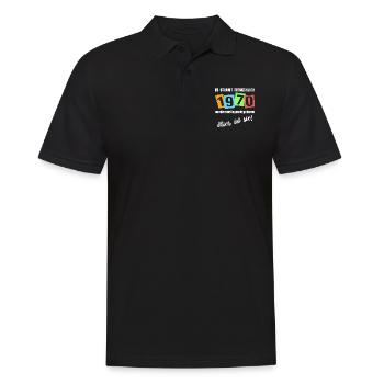 Legende ist 1970 geboren. Geburtstagsspruch - Männer Poloshirt - Schwarz - Vorne - Kai (181cm)