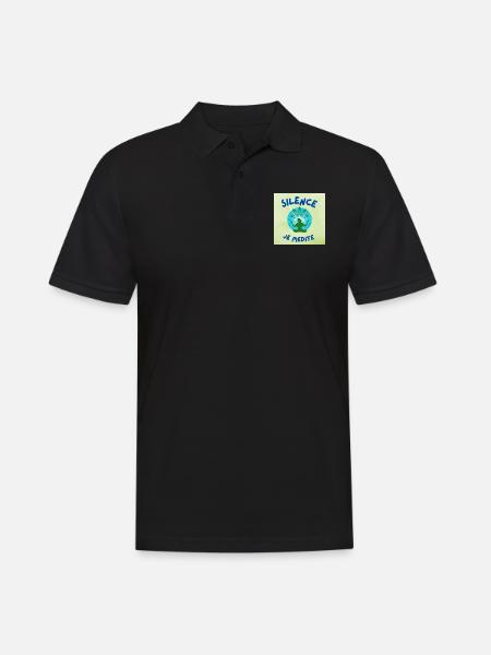 silence je médite - Polo Homme - noir