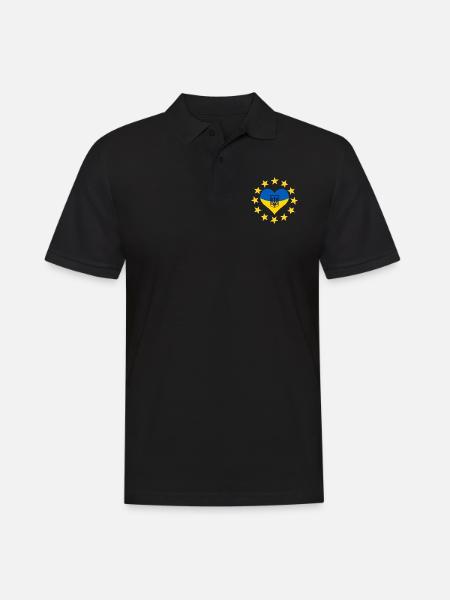 Das Herz der Ukraine mit den Sternen der EU - Männer Poloshirt - Schwarz