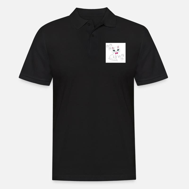 Katze - Männer Poloshirt - Schwarz