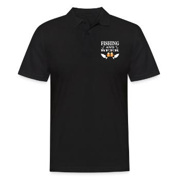 Angeln - Männer Poloshirt - Schwarz - Vorne - Kai (181cm)