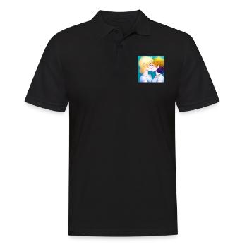 LGBT Queer Kuss 🌈🌈 - Männer Poloshirt - Schwarz - Vorne - Kai (181cm)