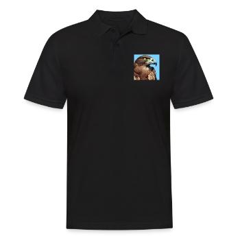 Adlerkopf-Illustration - Männer Poloshirt - Schwarz - Vorne - Kai (181cm)