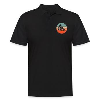 Pizza Retro Sonnenuntergang - Männer Poloshirt - Schwarz - Vorne - Kai (181cm)