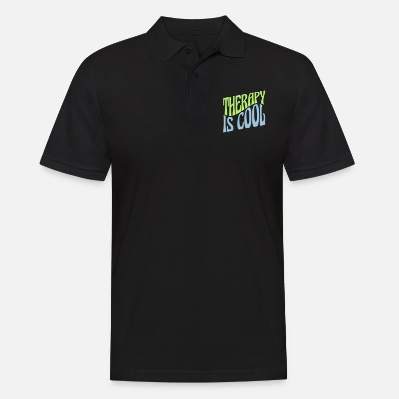 therapy is cool Zitat - Männer Poloshirt - Schwarz