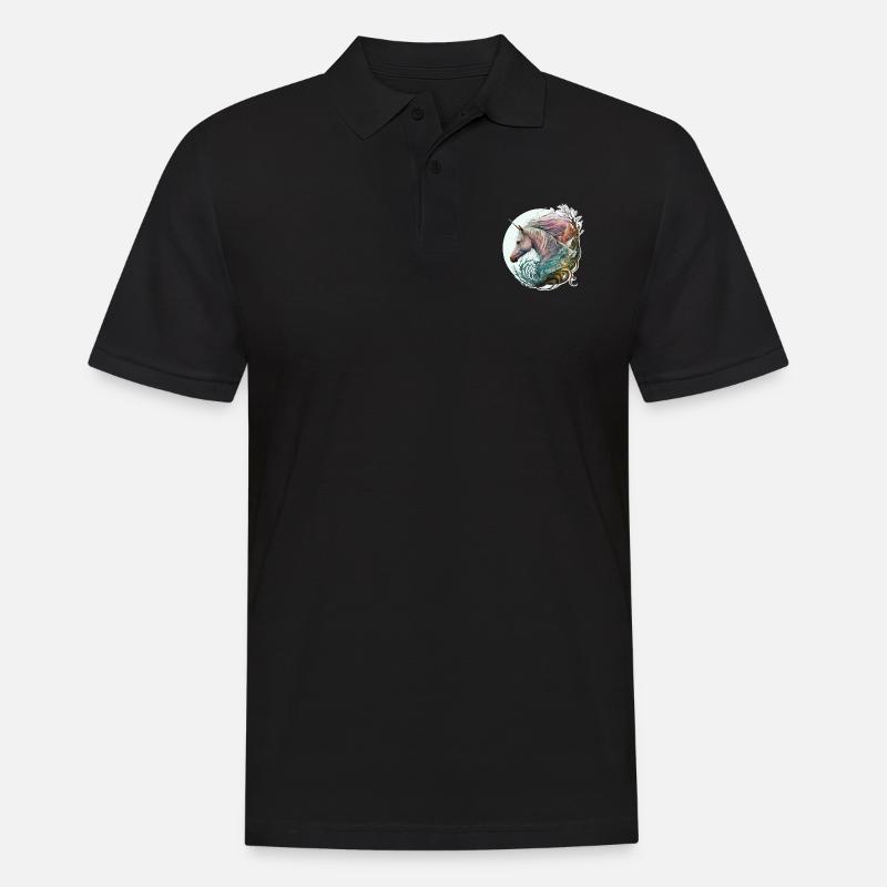 Wanderndes Einhorn - Männer Poloshirt - Schwarz