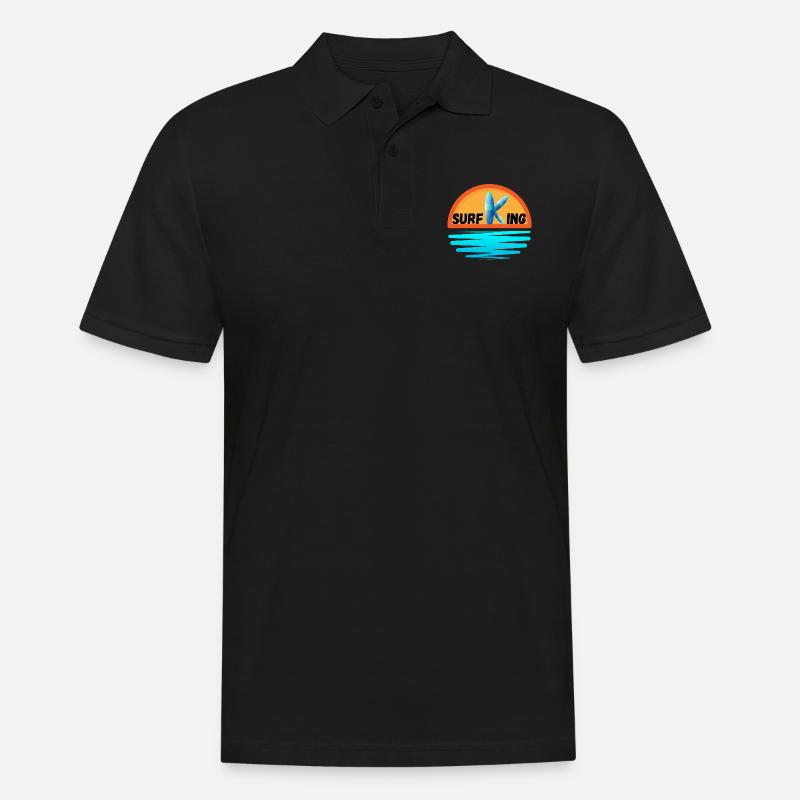 Surfender König - Männer Poloshirt - Schwarz