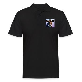 Brown-Kuh auf buntem Hintergrund - Männer Poloshirt - Schwarz - Vorne - Kai (181cm)