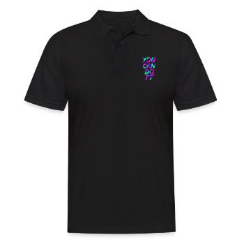 Neon - Lettering - You Can Do It - pos - Männer Poloshirt - Schwarz - Vorne - Kai (181cm)