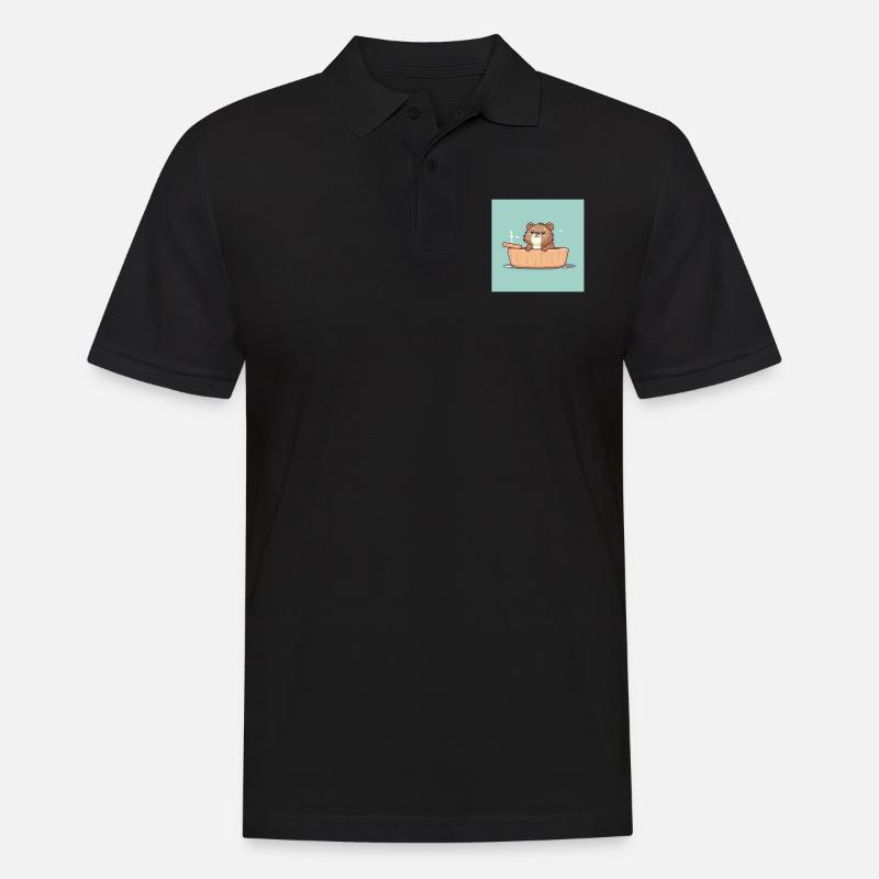 Castor mignon dans la baignoire - Polo Homme - noir
