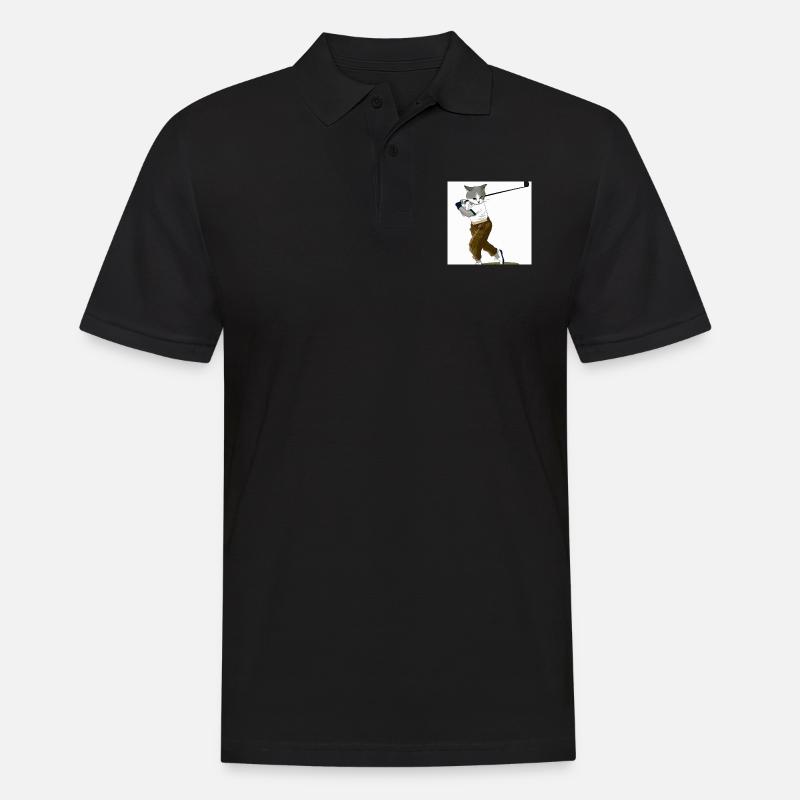 Die golfende Katze - Männer Poloshirt - Schwarz