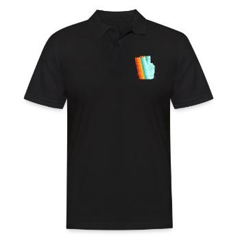 Friedens-Retro-Zeichen - Männer Poloshirt - Schwarz - Vorne - Kai (181cm)