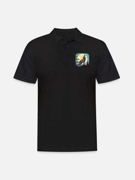 Wolf - Men's Polo Shirt - black