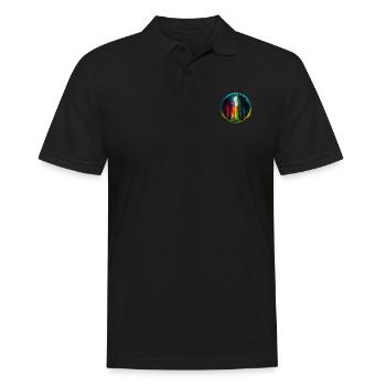 Blick in Wald bunt kreisrund freigestellt - Männer Poloshirt - Schwarz - Vorne - Kai (181cm)