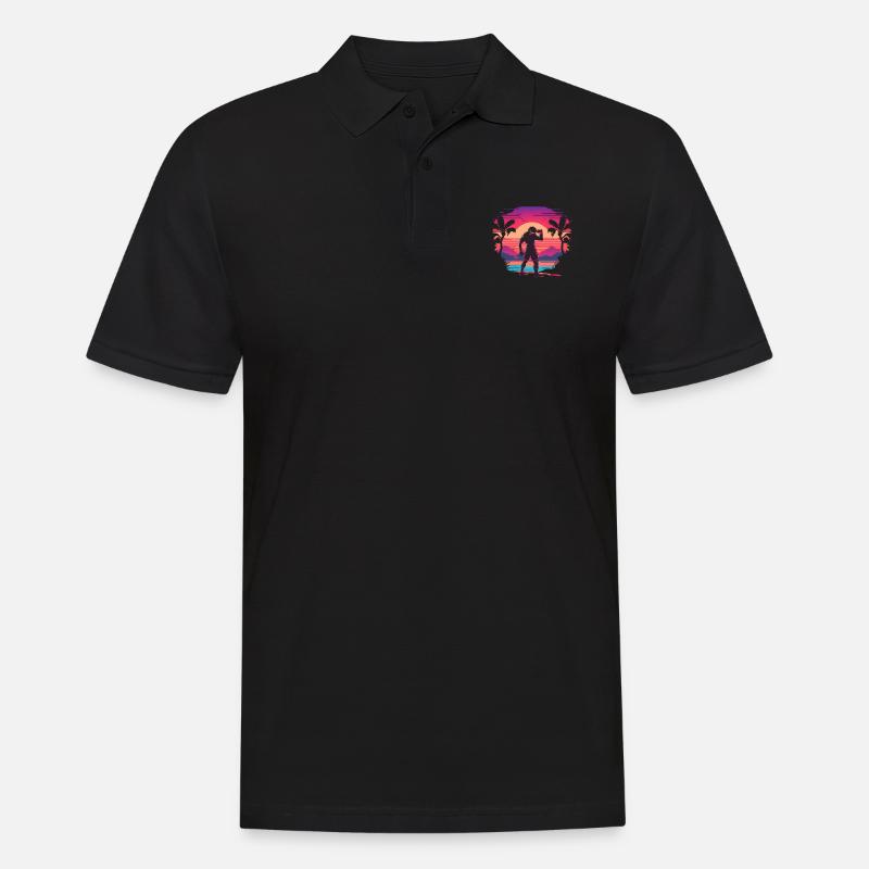 Synthwave Boxer - Männer Poloshirt - Schwarz