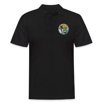 Eine Katze und Hunde surfen zusammen: beste Freunde - Männer Poloshirt - Schwarz - Vorne - Kai (181cm)