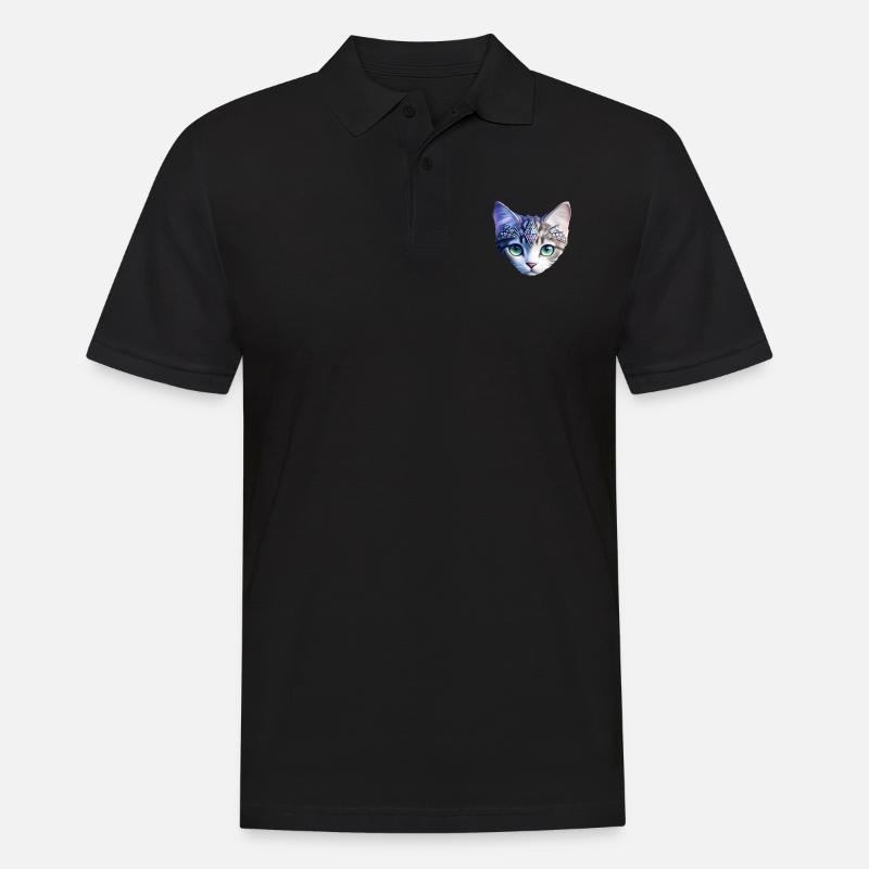 Katze - Männer Poloshirt - Schwarz
