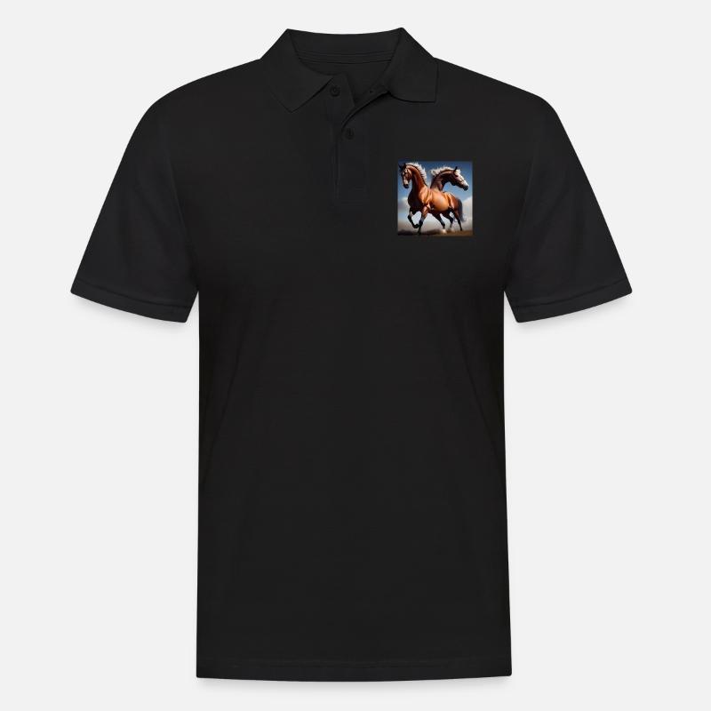 Wildpferde Hemd - Männer Poloshirt - Schwarz