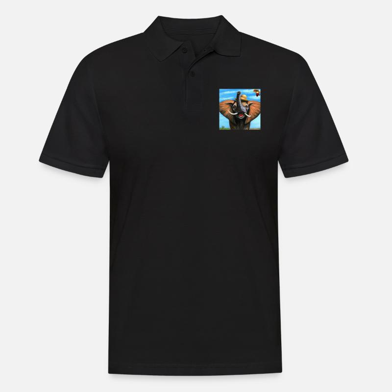 Elefant als Ölgemälde - Männer Poloshirt - Schwarz