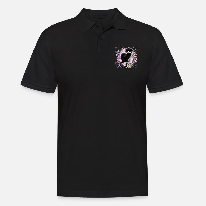 Katze - Männer Poloshirt - Schwarz