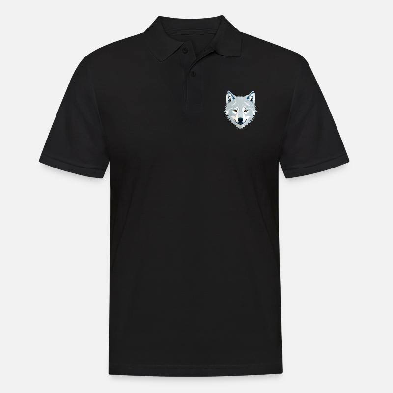 Wolf - Männer Poloshirt - Schwarz