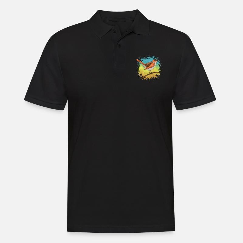 Bunter Vogel - Männer Poloshirt - Schwarz