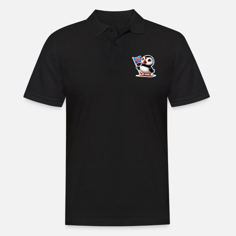 Süßer Papageitaucher mit isländischer Flagge - Männer Poloshirt - Schwarz