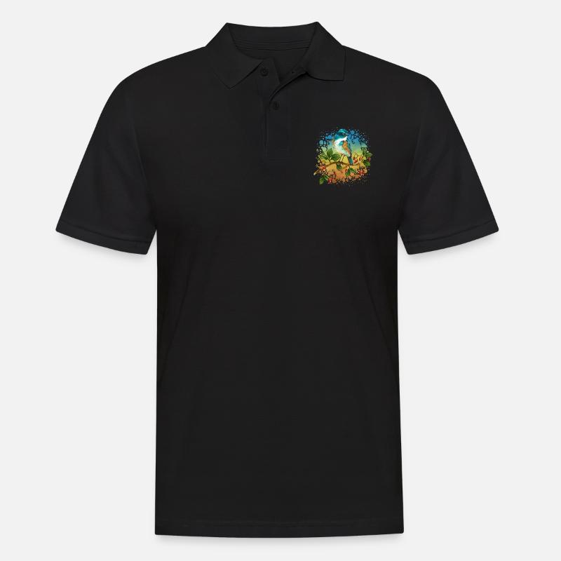 Bunter Vogel - Männer Poloshirt - Schwarz