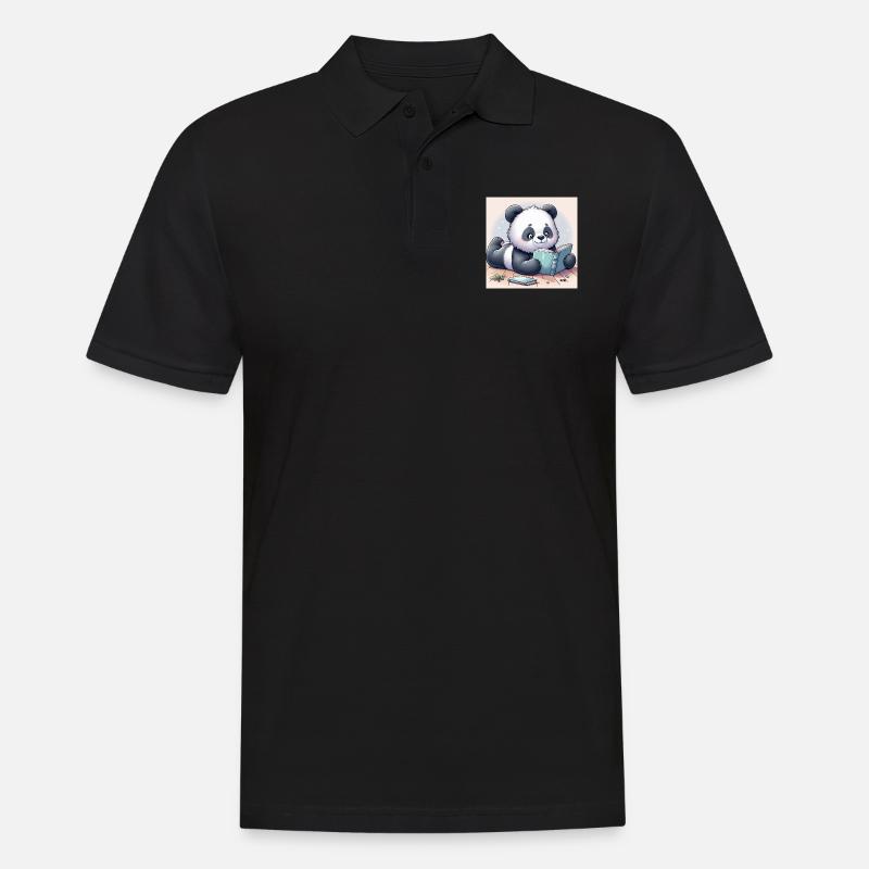 Panda Buch - Männer Poloshirt - Schwarz