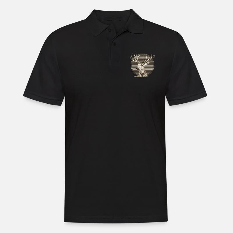 Hirsch - Männer Poloshirt - Schwarz