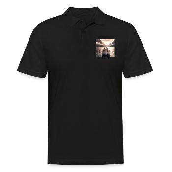 Pärchen Fjord - mentally I am here - Männer Poloshirt - Schwarz - Vorne - Kai (181cm)