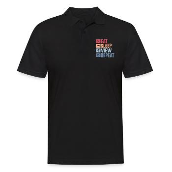 Eat Sleep View Repeat Stargazer Telescope Astronomer - Men's Polo Shirt - black - Front - Kai (181cm)