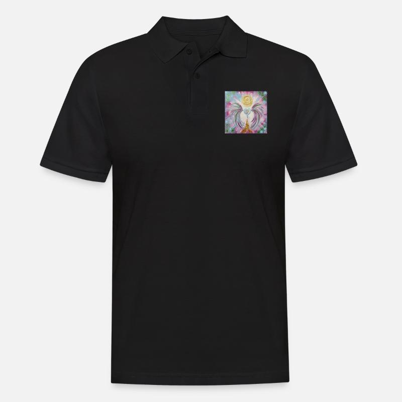 Herzengel Lichtleben - Männer Poloshirt - Schwarz