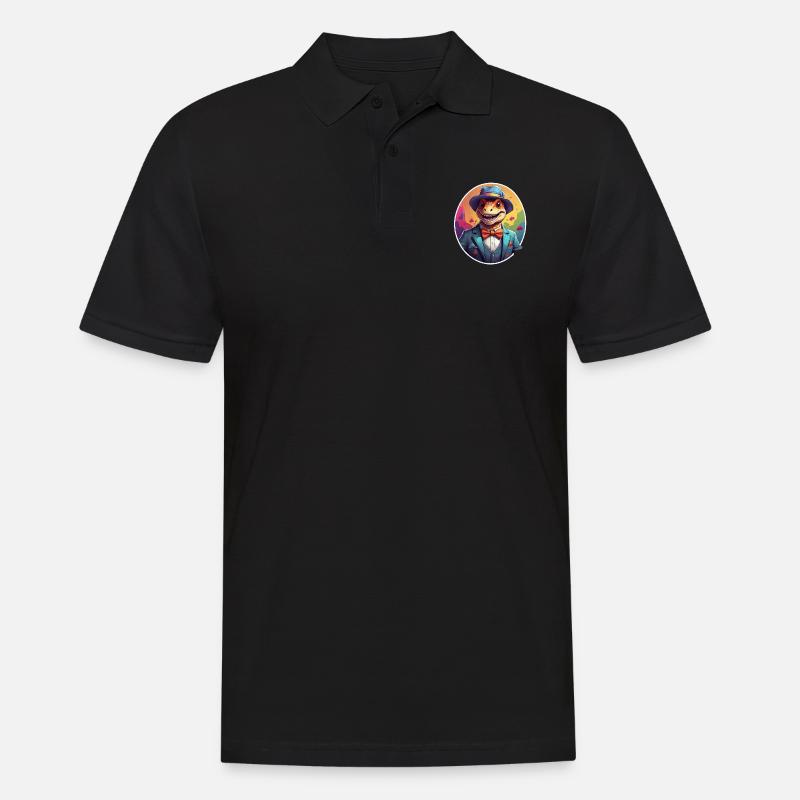 Lustiger Dino Comic - Männer Poloshirt - Schwarz