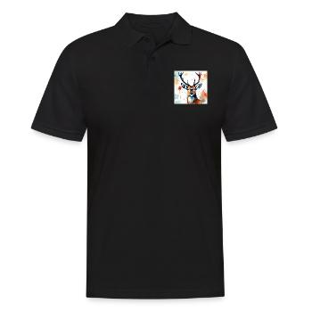 Hirsch gemälde - Männer Poloshirt - Schwarz - Vorne - Kai (181cm)
