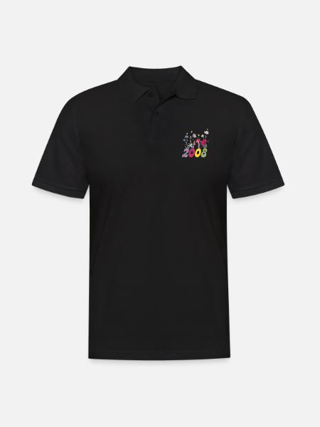 Year of birth 2008 wildflowers - Men's Polo Shirt - black