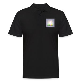 „Magischer Hasenmoment“ - Männer Poloshirt - Schwarz - Vorne - Kai (181cm)