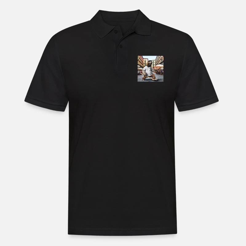 Faultier Pizzabäcker Pizzabäcker Neapel - Männer Poloshirt - Schwarz