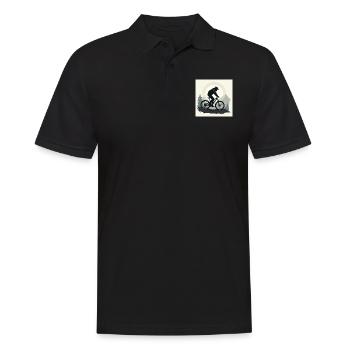 MTB in den Bergen und Wäldern. - Männer Poloshirt - Schwarz - Vorne - Kai (181cm)