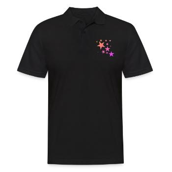 Pink Orange Bunte Sterne Sternenteppich Muster - Männer Poloshirt - Schwarz - Vorne - Kai (181cm)