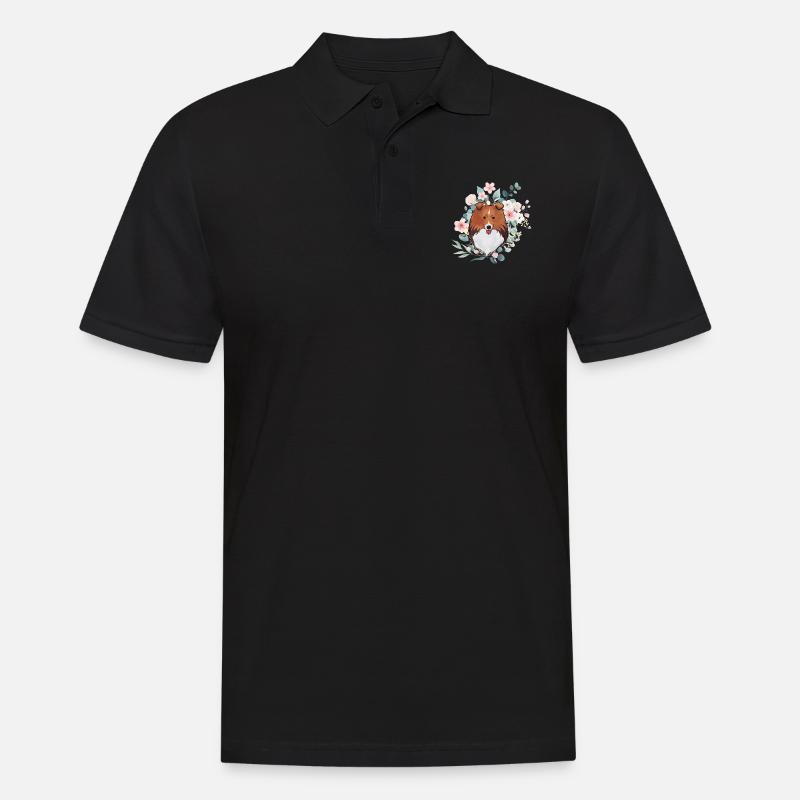Zobel Shetland Schäferhund mit Blumen - Männer Poloshirt - Schwarz