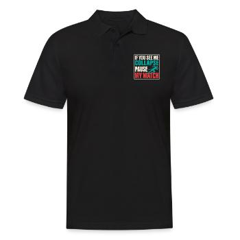 If You See Me Collapse Pause My Watch Triathlete - Men's Polo Shirt - black - Front - Kai (181cm)