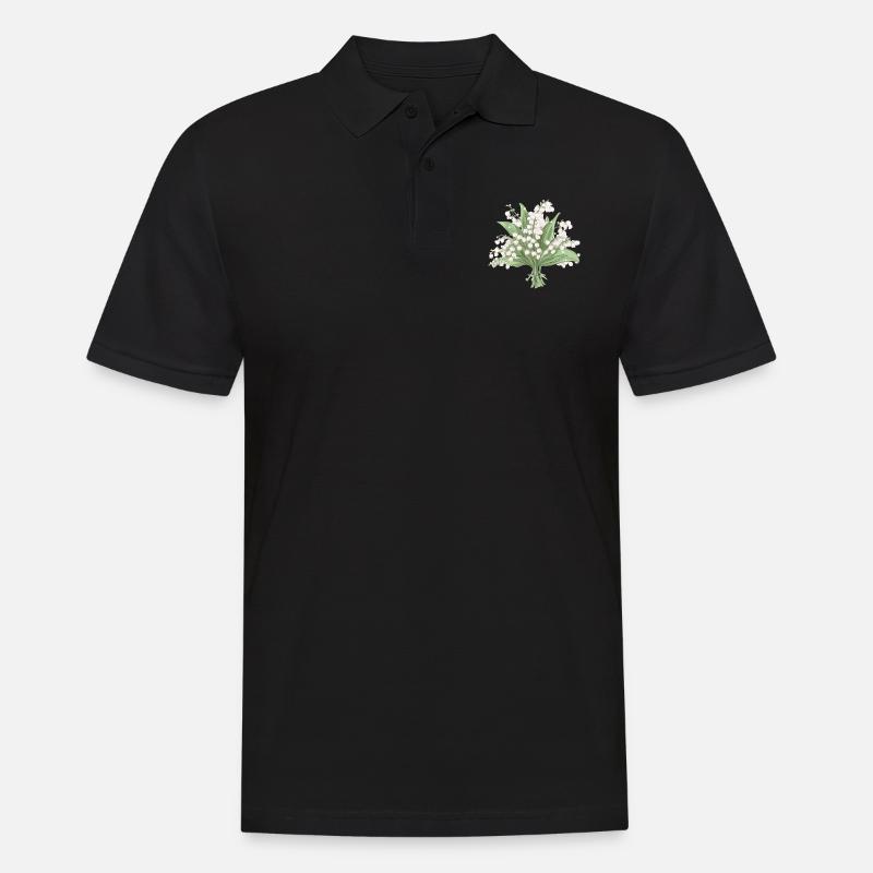 Blumenstrauß vom Maiglöckchen - Männer Poloshirt - Schwarz