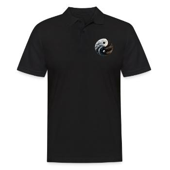 Ying Yang Motiv - Männer Poloshirt - Schwarz - Vorne - Kai (181cm)